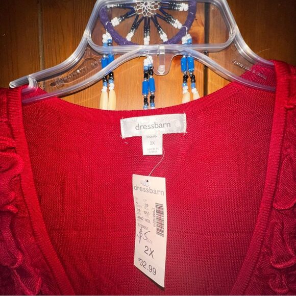 DRESSBARN NWT Red Cardigan & Sleeveless Blouse Set – Size 2X - Picture 5 of 6